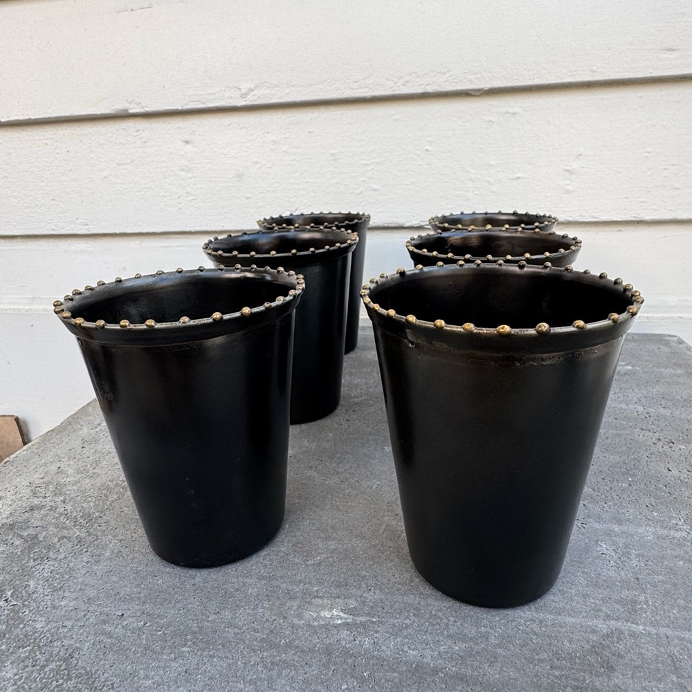 Elegant Dark Metal Vases set of 6 - Picture 3 of 6